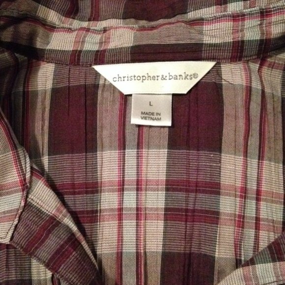 Christopher & Banks Plaid Button Down L - Picture 8 of 8
